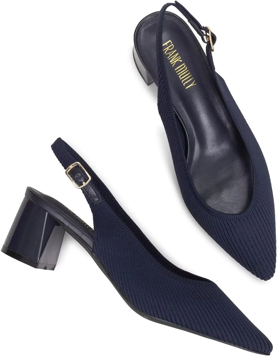 Frank Mully Women's Slingback Heels Pointed Toe Work Pumps Comfortable Chunky Pumps Closed Toe Stylish Dressy Shoes
