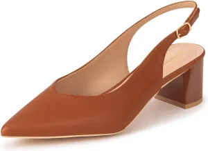 Frank Mully Women's Slingback Heels Pointed Toe Work Pumps Comfortable Chunky Pumps Closed Toe Stylish Dressy Shoes