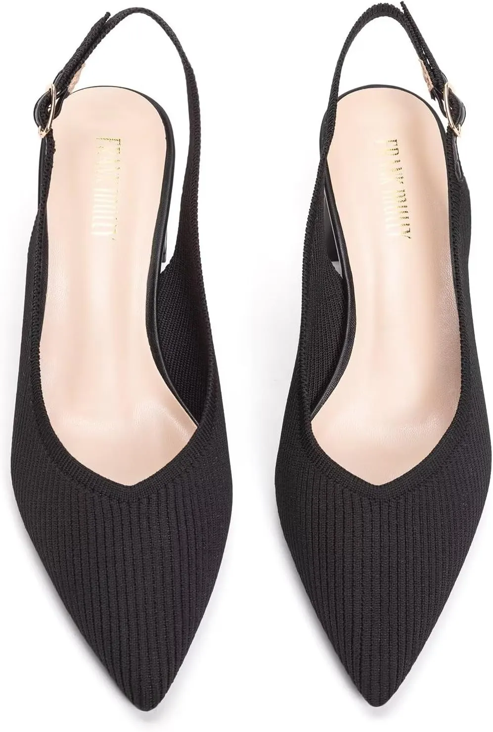 Frank Mully Women's Slingback Heels Pointed Toe Work Pumps Comfortable Chunky Pumps Closed Toe Stylish Dressy Shoes