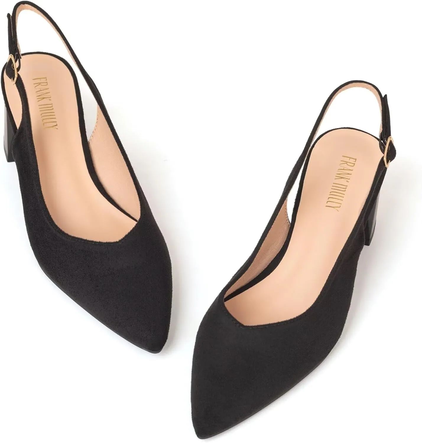 Frank Mully Women's Slingback Heels Pointed Toe Work Pumps Comfortable Chunky Pumps Closed Toe Stylish Dressy Shoes