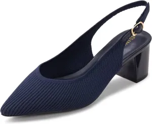 Frank Mully Women's Slingback Heels Pointed Toe Work Pumps Comfortable Chunky Pumps Closed Toe Stylish Dressy Shoes