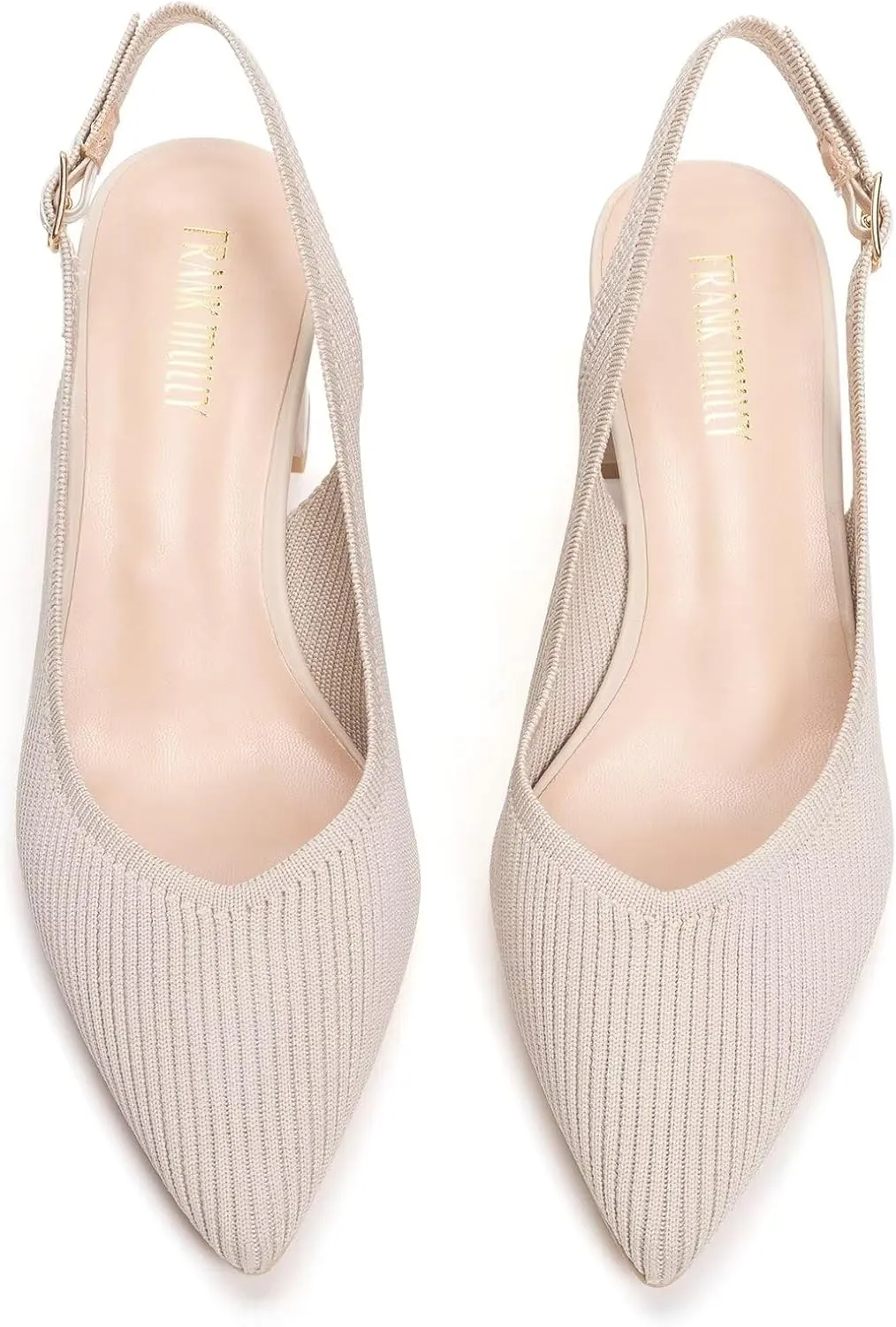 Frank Mully Women's Slingback Heels Pointed Toe Work Pumps Comfortable Chunky Pumps Closed Toe Stylish Dressy Shoes