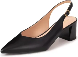 Frank Mully Women's Slingback Heels Pointed Toe Work Pumps Comfortable Chunky Pumps Closed Toe Stylish Dressy Shoes