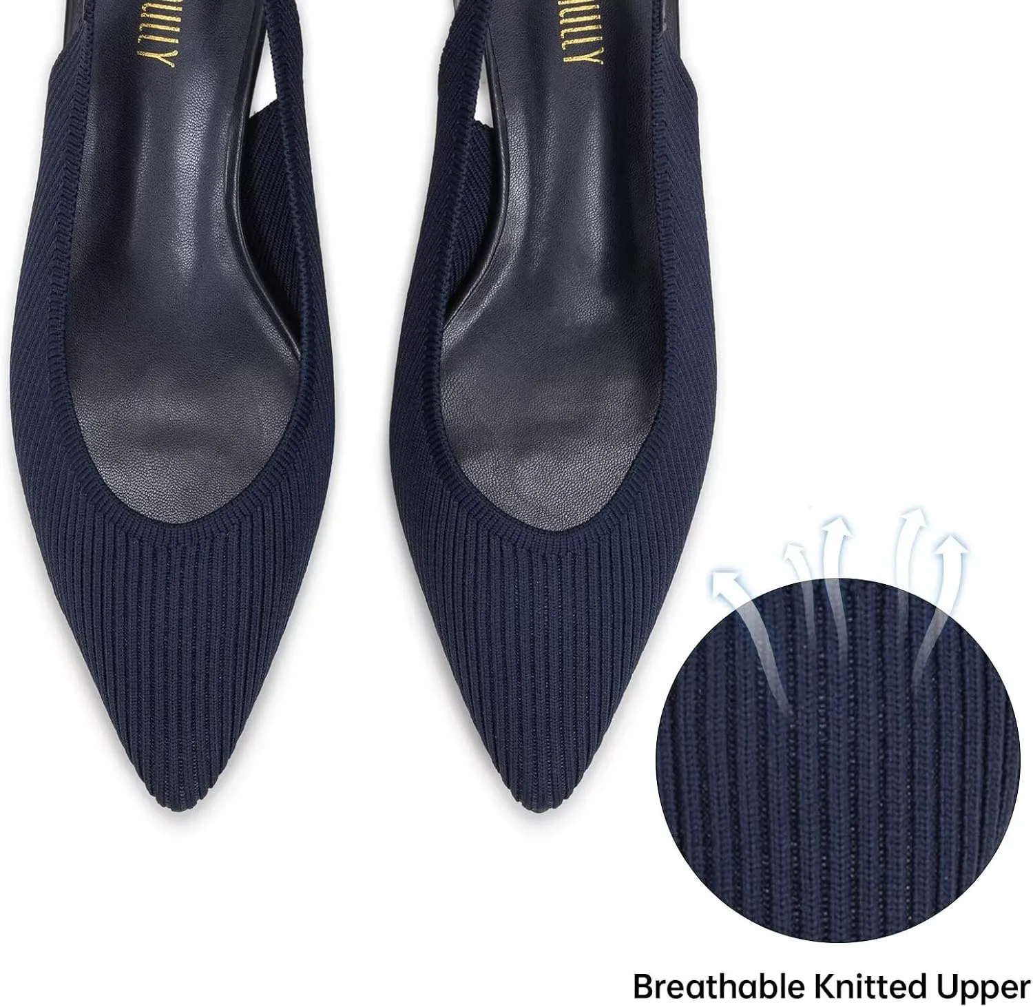 Frank Mully Women's Slingback Heels Pointed Toe Work Pumps Comfortable Chunky Pumps Closed Toe Stylish Dressy Shoes