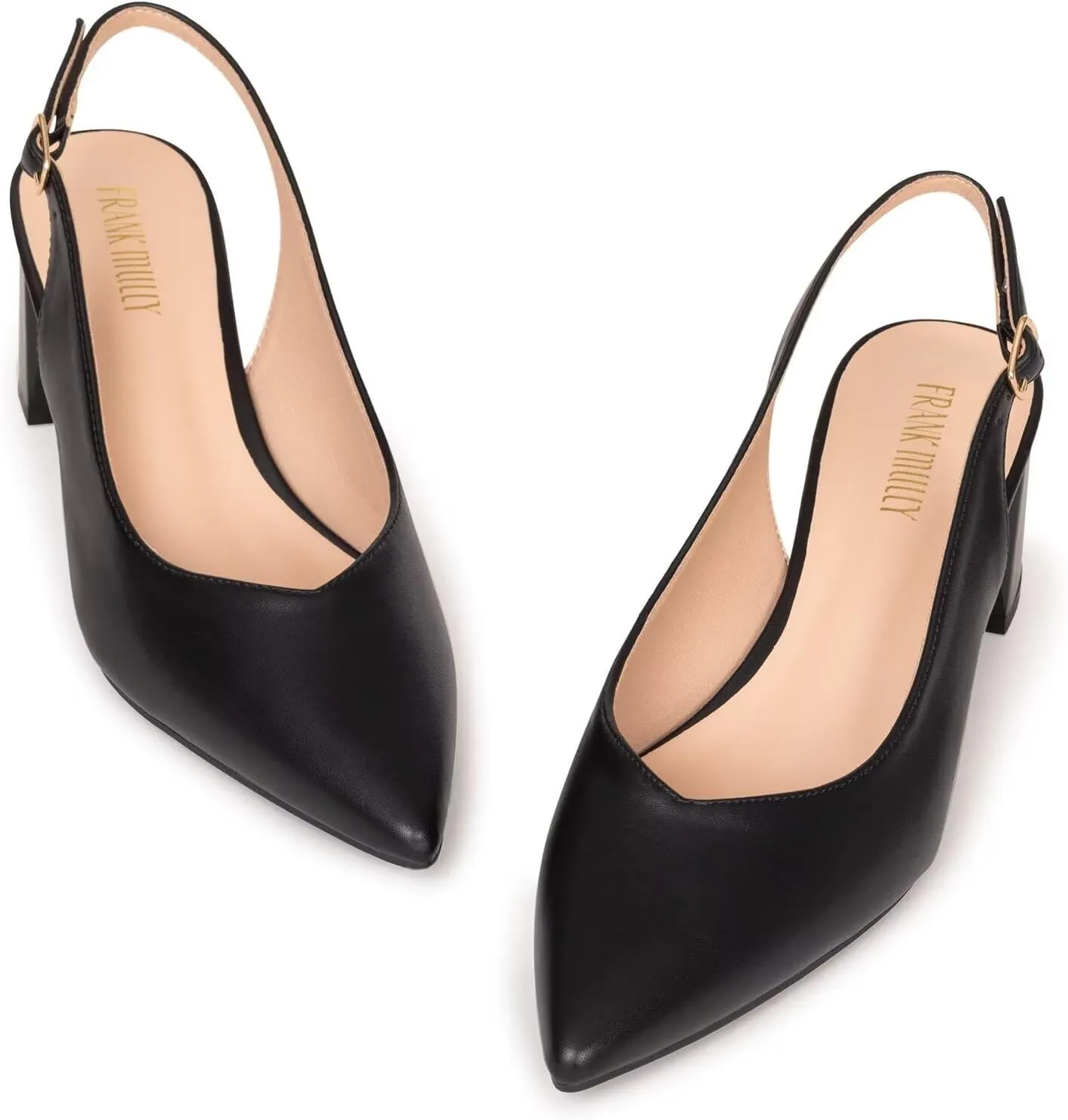 Frank Mully Women's Slingback Heels Pointed Toe Work Pumps Comfortable Chunky Pumps Closed Toe Stylish Dressy Shoes
