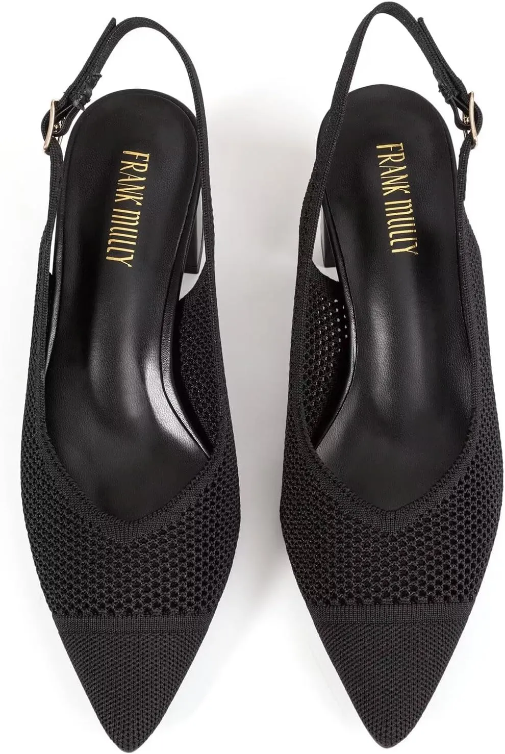 Frank Mully Women's Slingback Heels Pointed Toe Work Pumps Comfortable Chunky Pumps Knitted Closed Toe Stylish Dressy Shoes