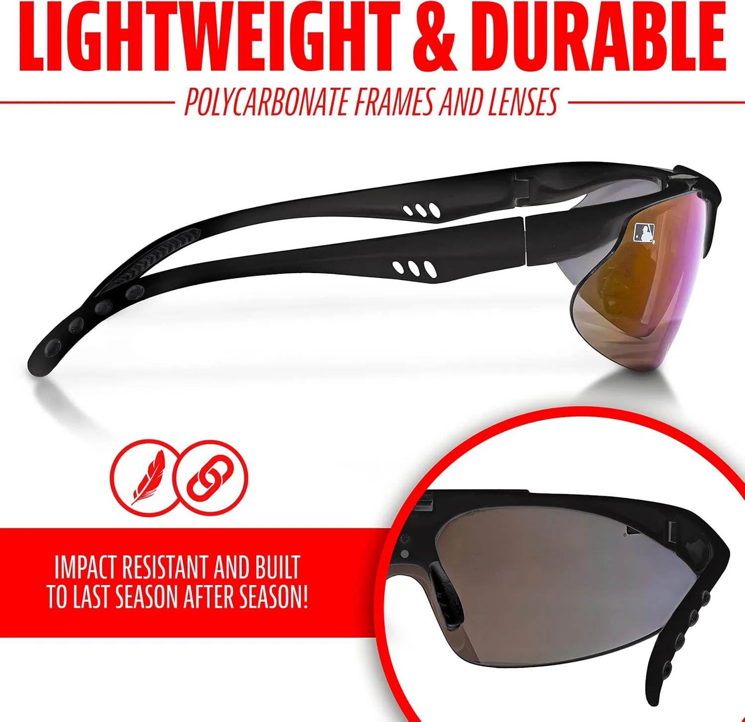 Franklin Sports Baseball   Softball Sunglasses - Men's   Women's Sports Sunglasses - Flip Up Shades   Non Flip Glasses