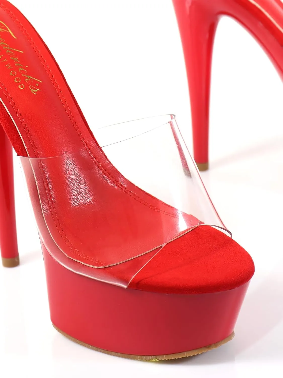 FREDERICK'S OF HOLLYWOOD Transparent Upper With High Platform Heel, FOH-CANDY
