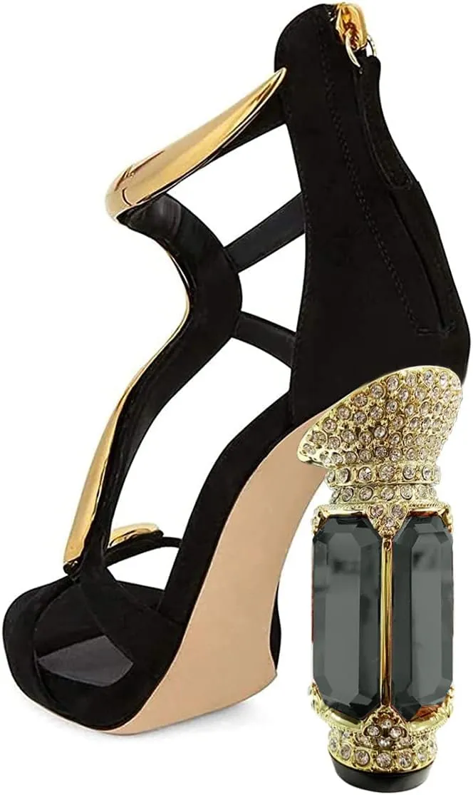 FSJ Women Open Toe Stylish Sandal Ankle Strap Chunky Block High Thick Heels Wedding Party Ballroom Prom Shoes US Size 4-15 US