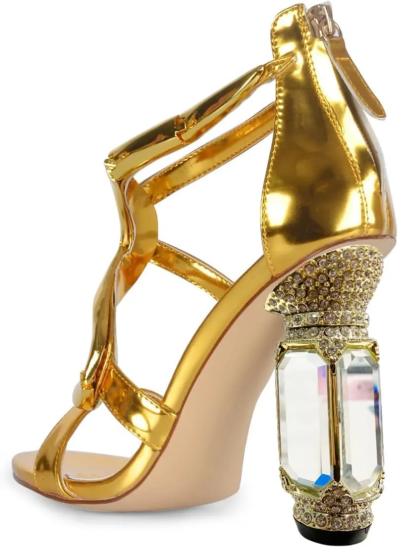 FSJ Women Open Toe Stylish Sandal Ankle Strap Chunky Block High Thick Heels Wedding Party Ballroom Prom Shoes US Size 4-15 US