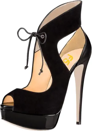 FSJ Women Stylish High Heel Pumps Lace Up Sandals Cut Out Stiletto Party Evening Dress Prom Shoe Size 4-15 M US