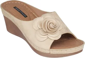 G.C. Shoes Tokyo Wedge Sandals - Stylish 2.5" Heel with Floral Accent