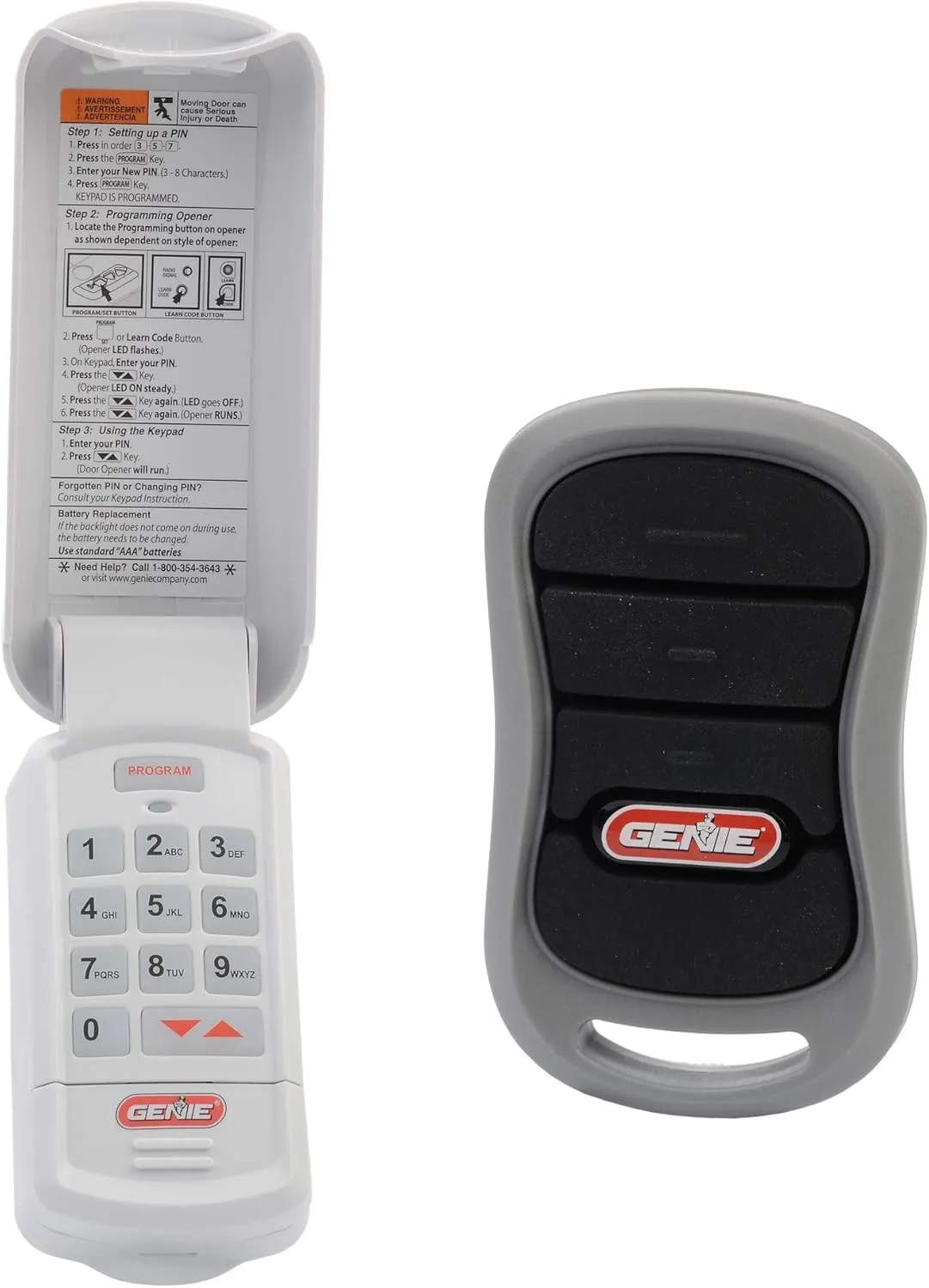 Genie Genuine Accessories Bundle - Combo Pack 3-Button Garage Door Opener Remote and Wireless Keypad - Works on Genie Intellicode Garage Door Openers - Model G3T-R, and GK-R