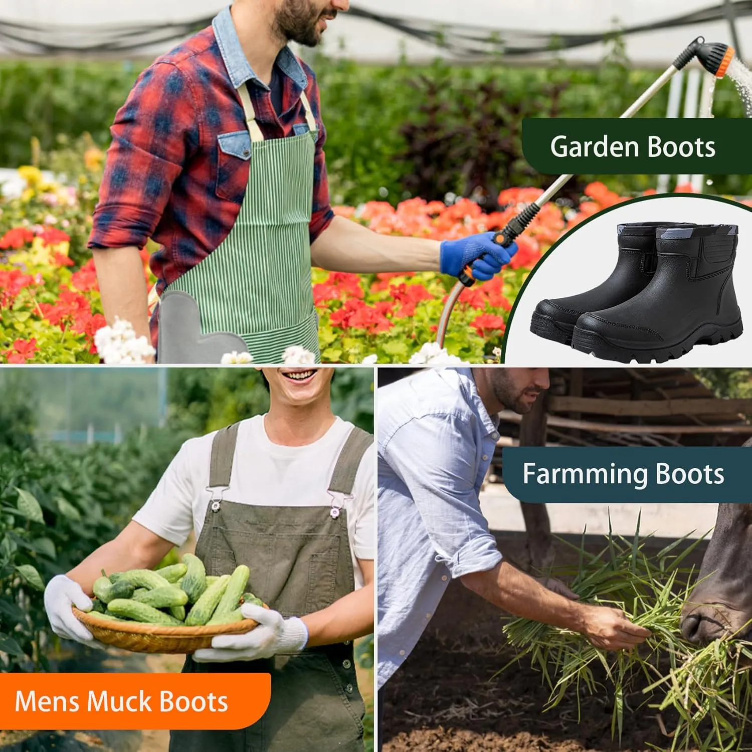Gets Rain Boots for Mens Waterproof Light Rubber Ankle Boots for All Type of Weather