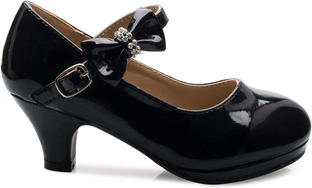 Girls Bow Mary Jane Kitten Heel Pumps (Toddler/Little Girl)