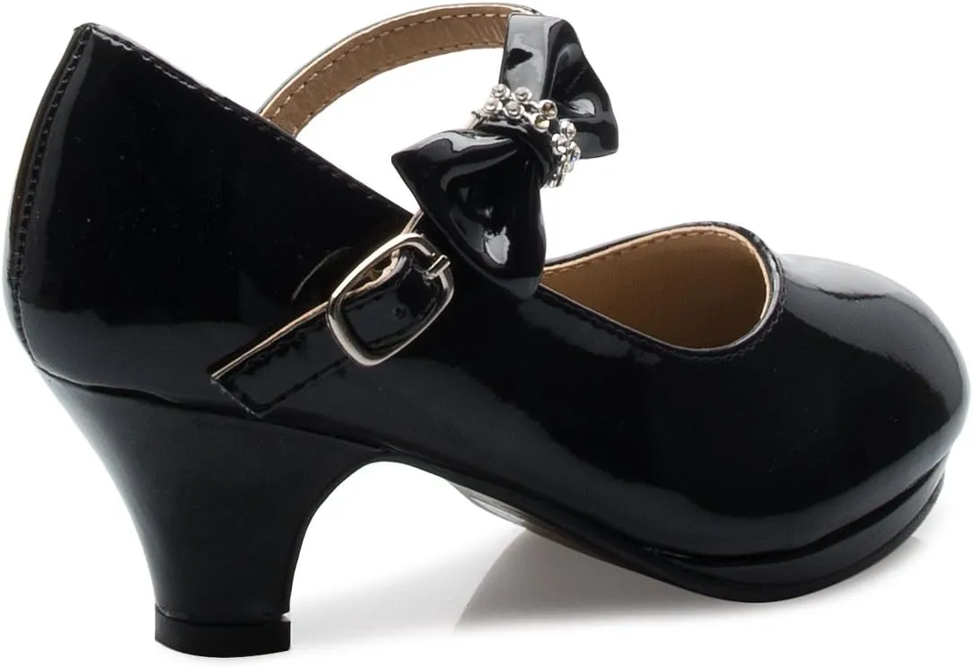 Girls Bow Mary Jane Kitten Heel Pumps (Toddler/Little Girl)