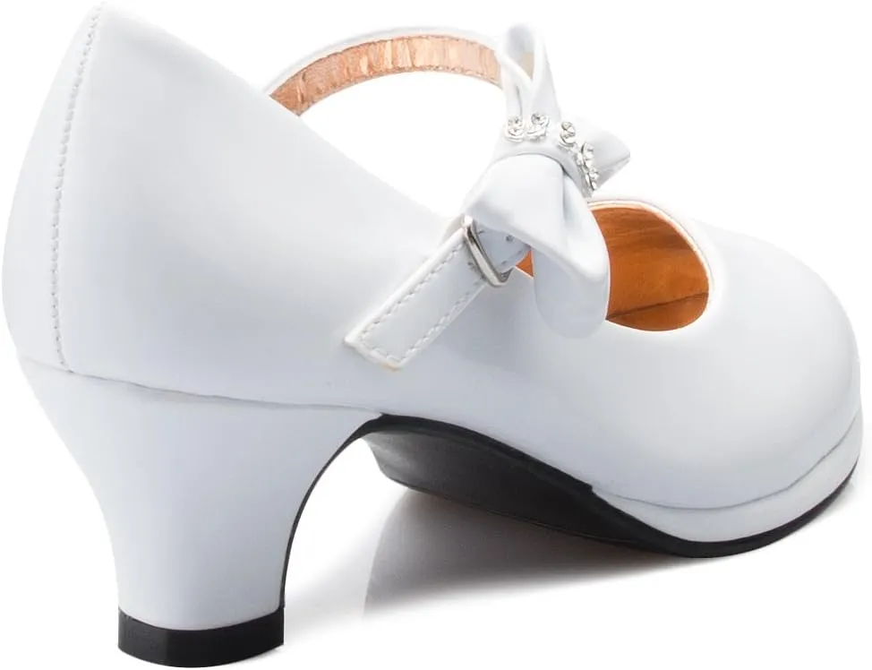 Girls Bow Mary Jane Kitten Heel Pumps (Toddler/Little Girl)