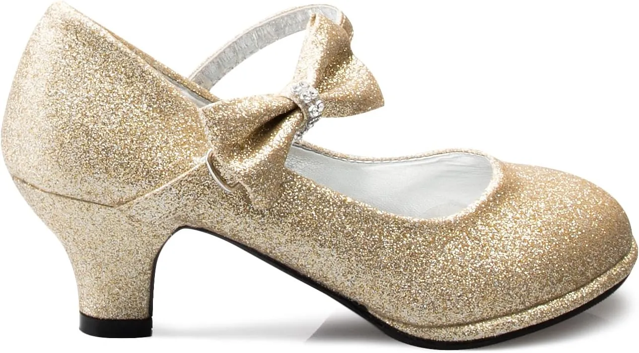 Girls Bow Mary Jane Kitten Heel Pumps (Toddler/Little Girl)