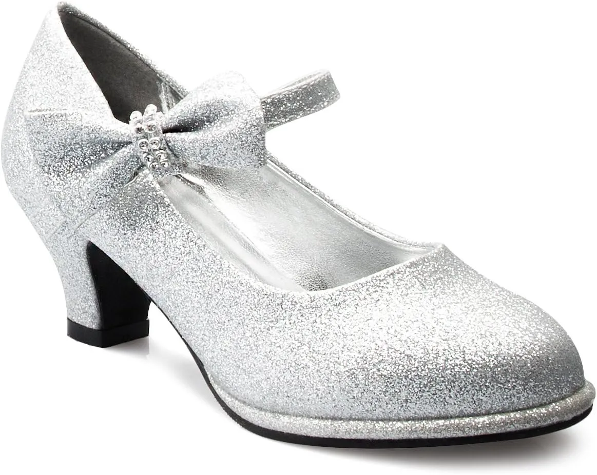 Girls Bow Mary Jane Kitten Heel Pumps (Toddler/Little Girl)