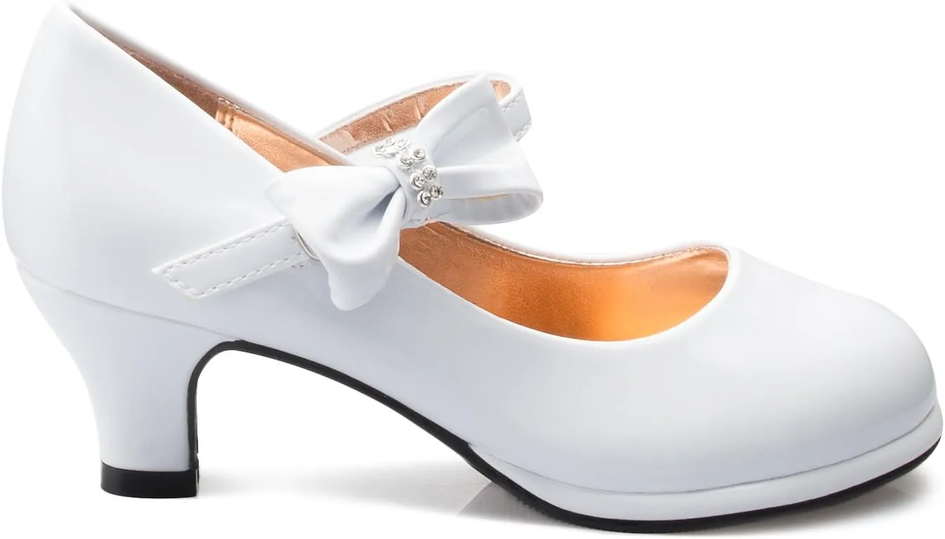Girls Bow Mary Jane Kitten Heel Pumps (Toddler/Little Girl)