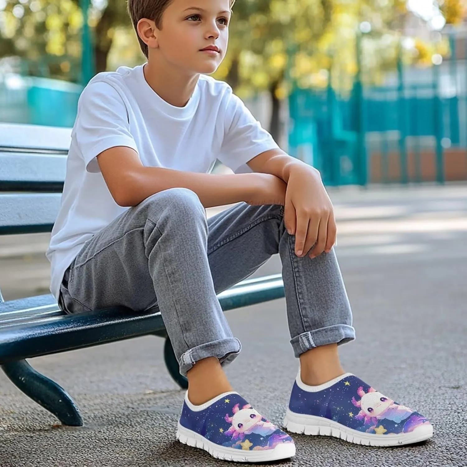 Girls Casual Slip On Shoes Lightweight Kids Low Top Non Slip Loafer Breathable Sneakers Soft Athletic Sports Shoes