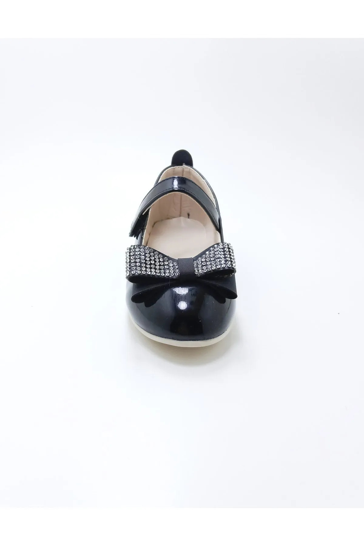 Girl's Stone Bow Black Orthopedic Flats