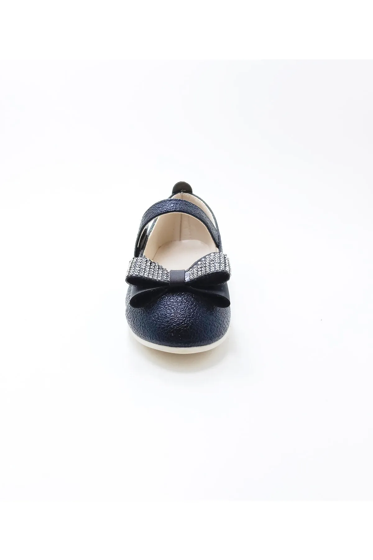 Girl's Stone Bow Black Orthopedic Flats