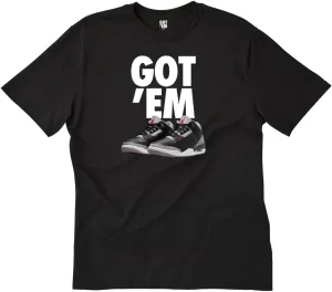 GOT'EM Sneaker T-Shirt 100% Cotton Casual Streetwear T Shirts Short Sleeve Print Sneakers Casual Streetwear Soft (US, Alpha, Medium, Regular, Regular, Black Cement 3 Black)