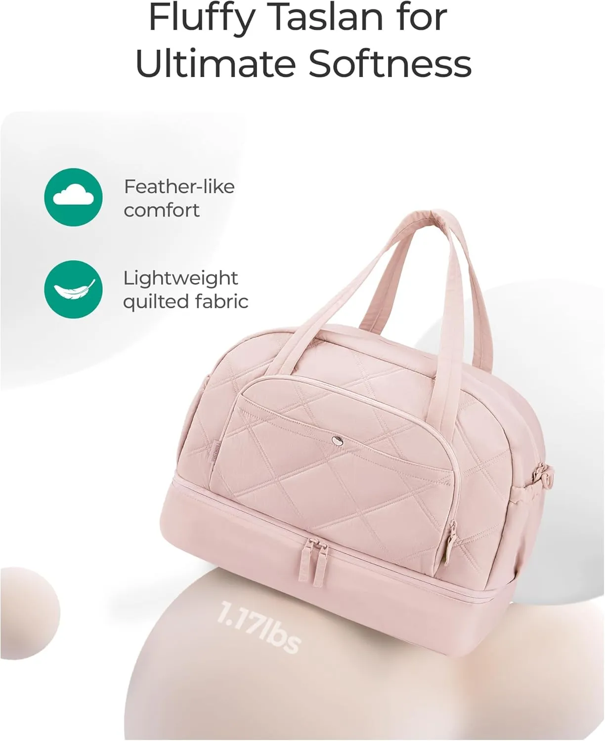 Gym Bag for Women, BAGSMART Puffy Travel Duffel Bags with Shoe Compartment, Carry on Weekender Overnight Tote Bag with Toiletry Bag, Travel Bag for Airlines, Travel, Sports, Pink