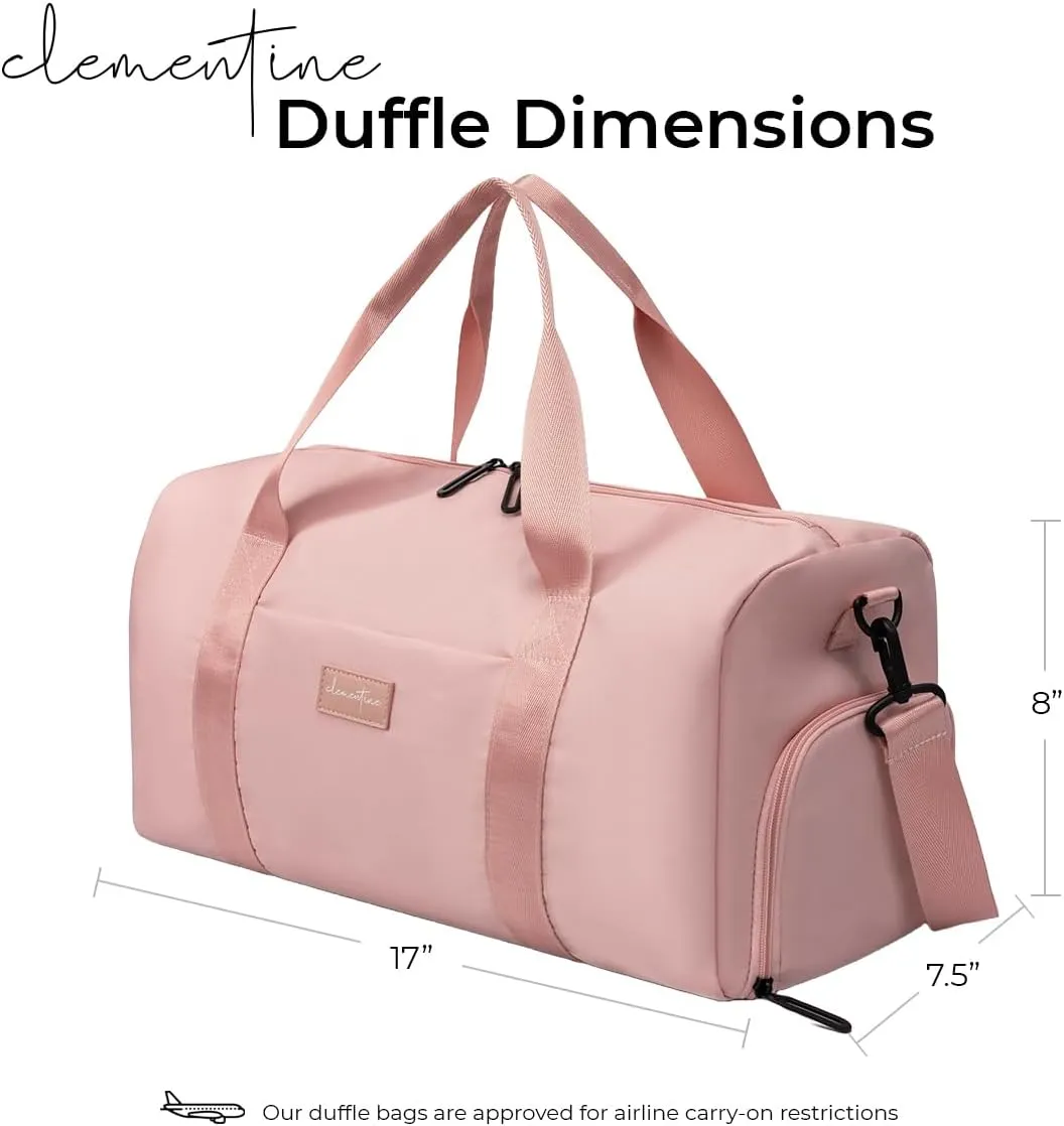 Gym Bag for Women with Shoe Compartment and Wet Pocket | Durable Lightweight Gym Duffle Bag with Motivational Quote and Graphic Designs | Great for Exercise and Overnights | Rose