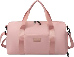 Gym Bag for Women with Shoe Compartment and Wet Pocket | Durable Lightweight Gym Duffle Bag with Motivational Quote and Graphic Designs | Great for Exercise and Overnights | Rose