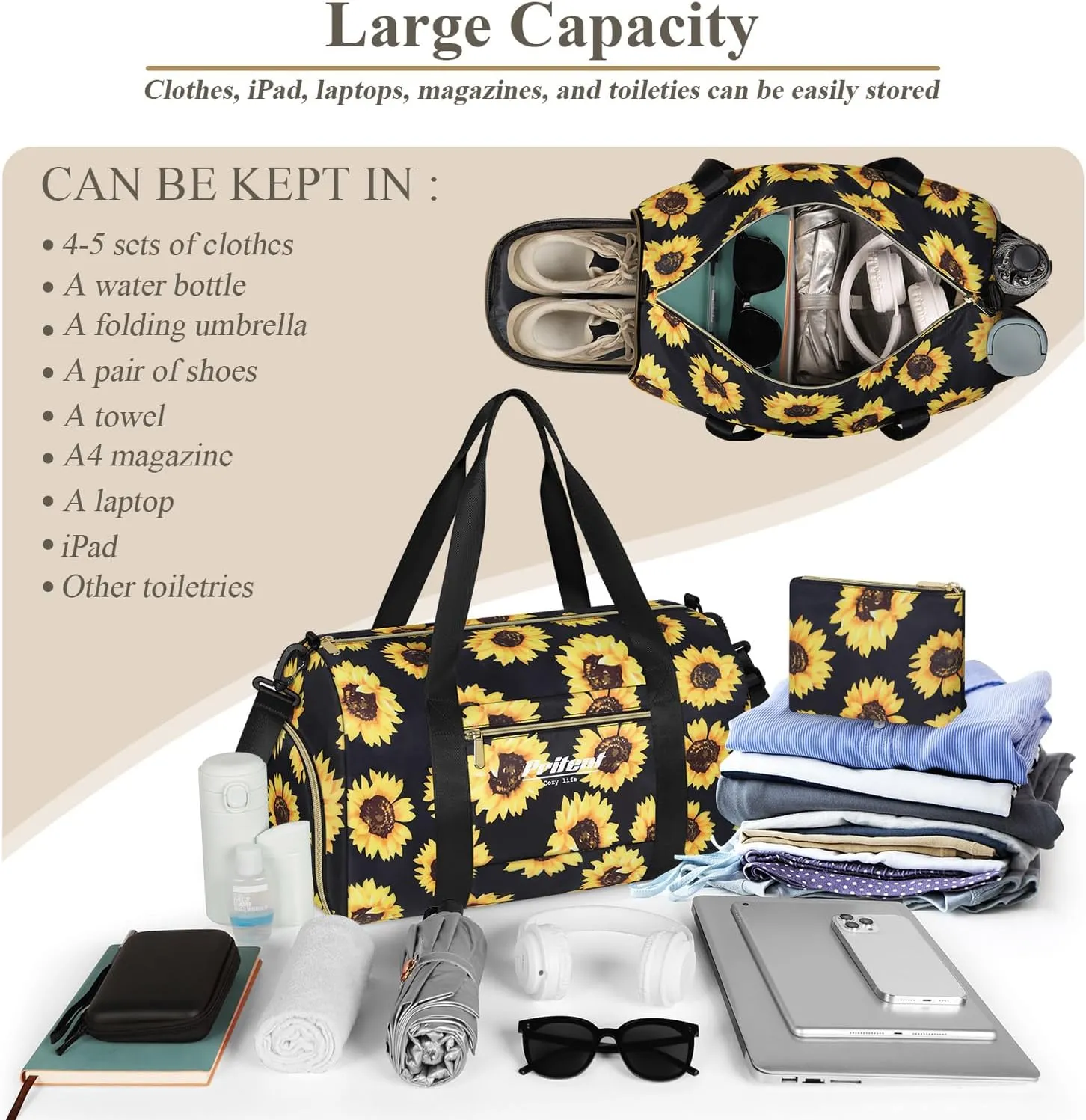 Gym Bag for Women with Shoe Compartment, Sport Gym Tote Bags Travel Duffle Bag for Hospital Yoga Maternity