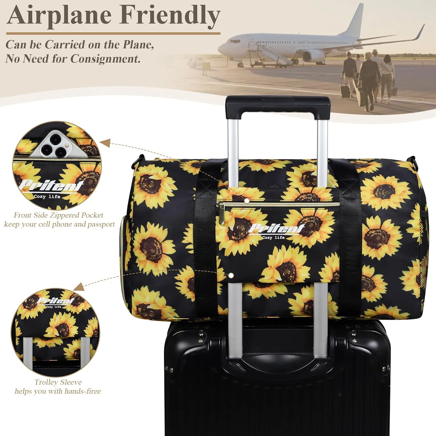 Gym Bag for Women with Shoe Compartment, Sport Gym Tote Bags Travel Duffle Bag for Hospital Yoga Maternity