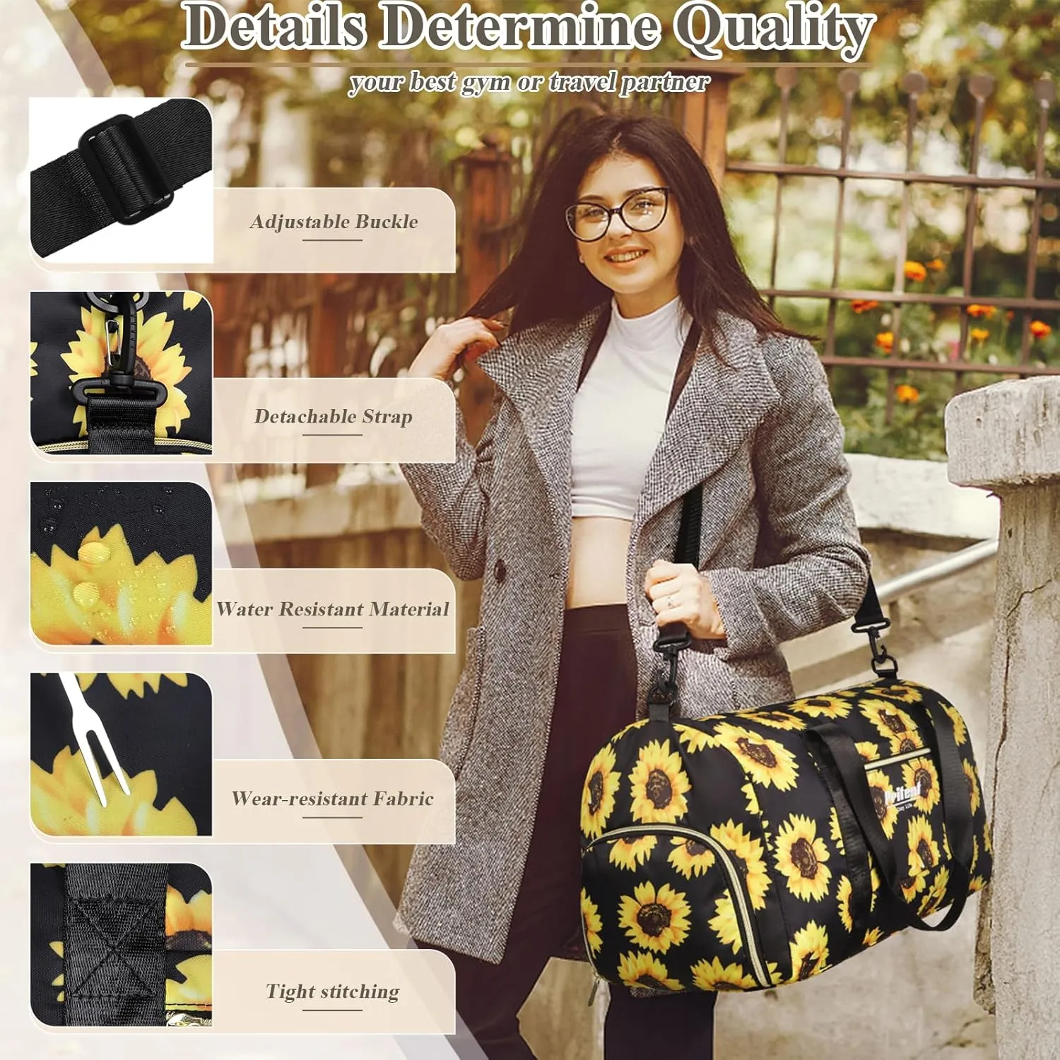 Gym Bag for Women with Shoe Compartment, Sport Gym Tote Bags Travel Duffle Bag for Hospital Yoga Maternity