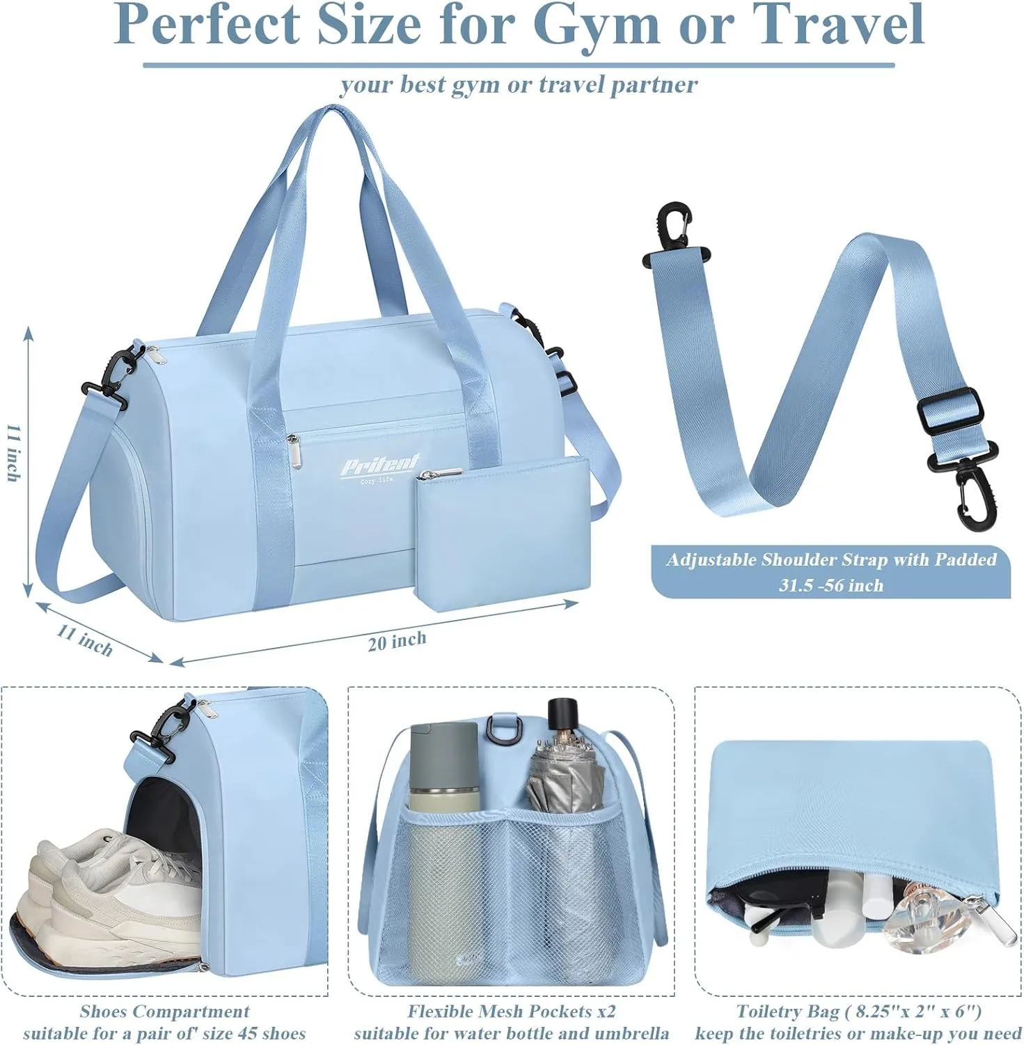 Gym Bag for Women with Shoe Compartment, Sport Gym Tote Bags Travel Duffle Bag for Hospital Yoga Maternity