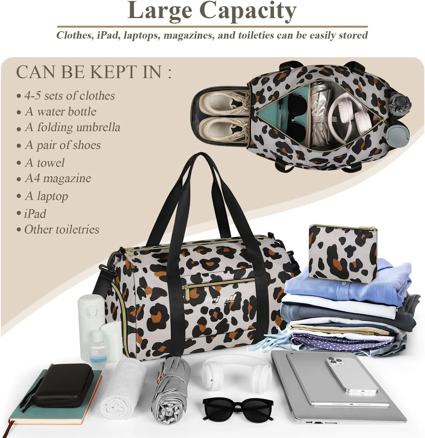 Gym Bag for Women with Shoe Compartment, Sport Gym Tote Bags Travel Duffle Bag for Hospital Yoga Maternity