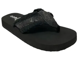 Gypsy Jazz Black Rhinestone Flip Flops