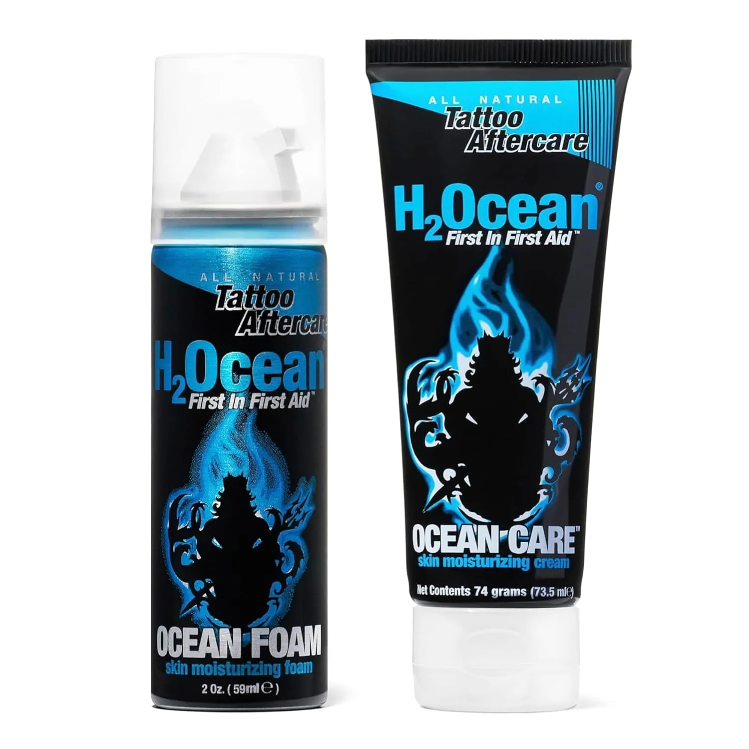H2Ocean Ocean Care Tattoo Aftercare Lotion 2.5oz   Ocean Foam Tattoo Aftercare 2oz