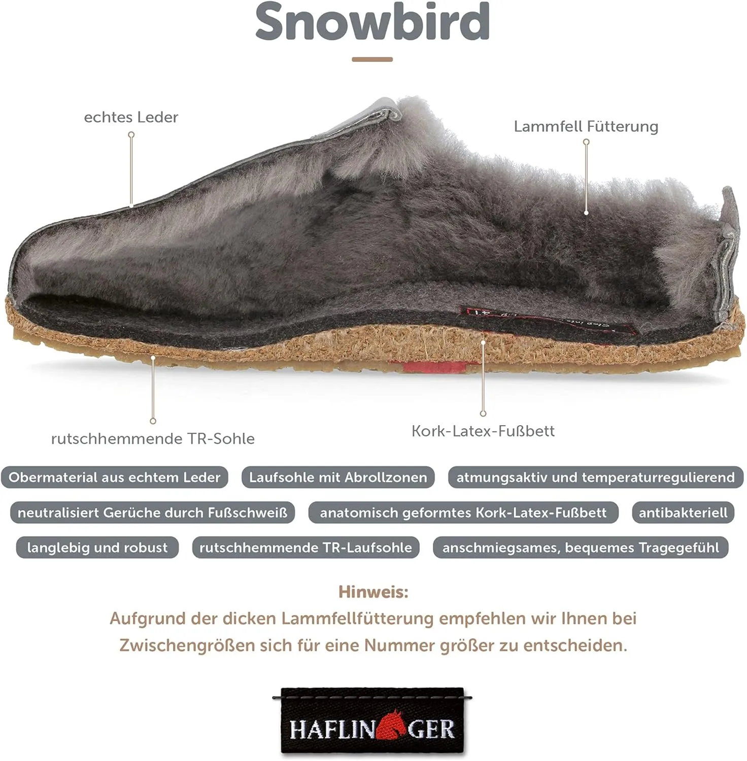 HAFLINGER Snowbird Lambskin Leather Clog Unisex