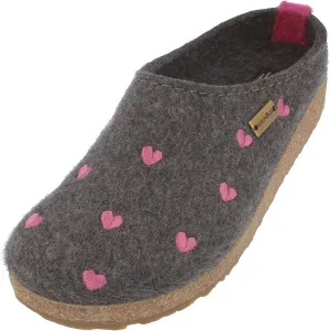 HAFLINGER Women's Clog Grizzly Cuoricino, Anthracite