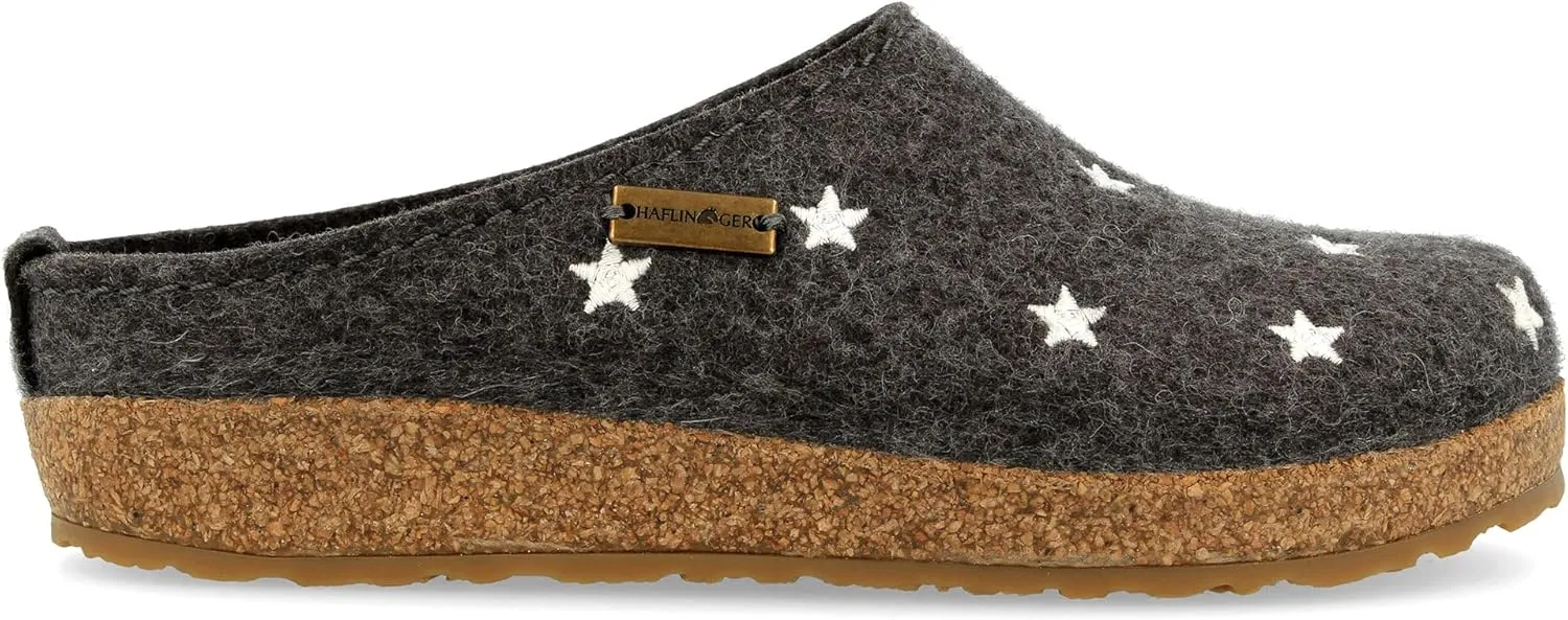 HAFLINGER Womens Grizzly Stelline Wool Felt Indoor/Outdoor Clogs