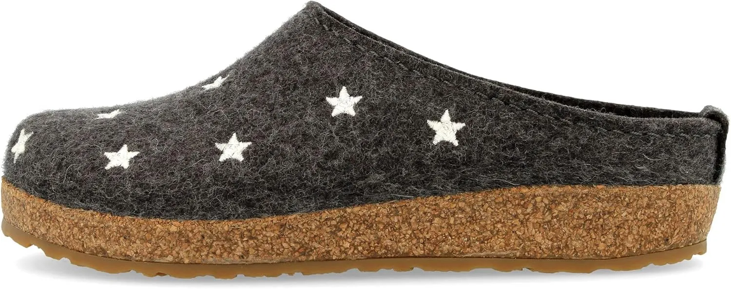 HAFLINGER Womens Grizzly Stelline Wool Felt Indoor/Outdoor Clogs