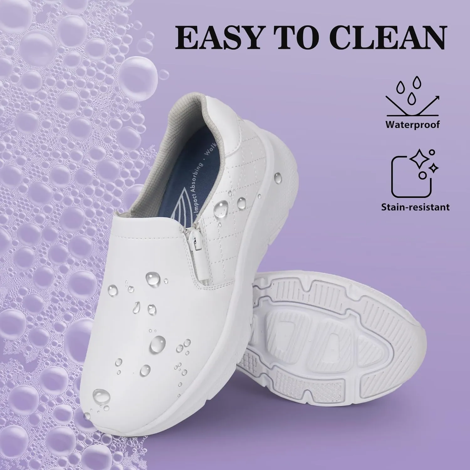 Hawkwell Women's Slip On Arch Support Comfortable Nurse Shoes Slip Resistant Lightweight Work Shoes