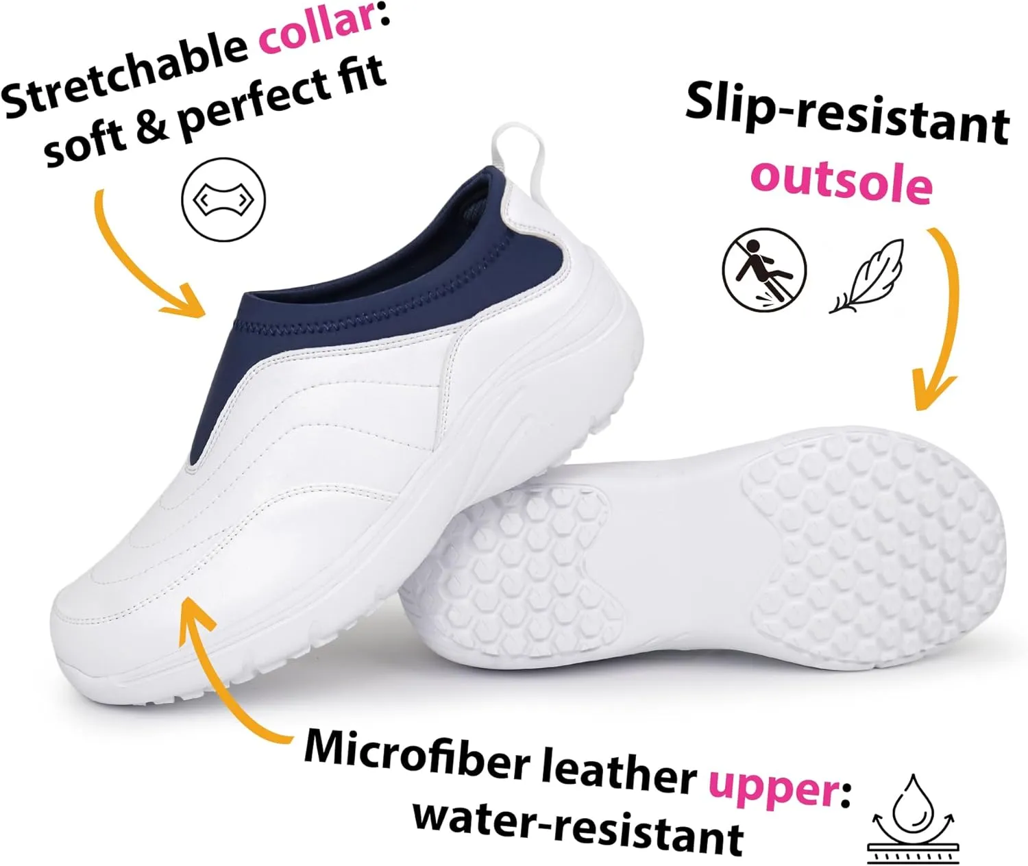 Hawkwell Women's Slip On Lightweight Nursing Shoes Slip Resistant Comfortable Medical Work Shoes