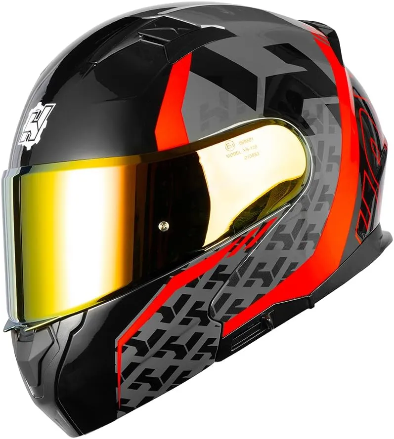 HAX Amatista Modular Flip-Up Dual Visor Motorcycle Helmet - DOT/ECE Approved, Lightweight, Comfortable, and Stylish Helmet for Men and Women (Wind Red L)