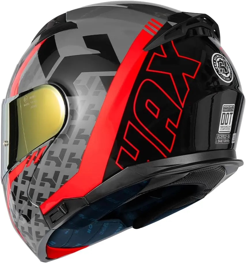 HAX Amatista Modular Flip-Up Dual Visor Motorcycle Helmet - DOT/ECE Approved, Lightweight, Comfortable, and Stylish Helmet for Men and Women (Wind Red L)