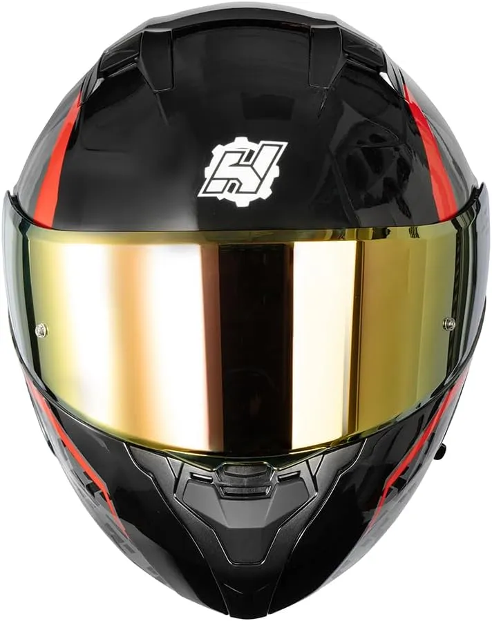 HAX Amatista Modular Flip-Up Dual Visor Motorcycle Helmet - DOT/ECE Approved, Lightweight, Comfortable, and Stylish Helmet for Men and Women (Wind Red L)