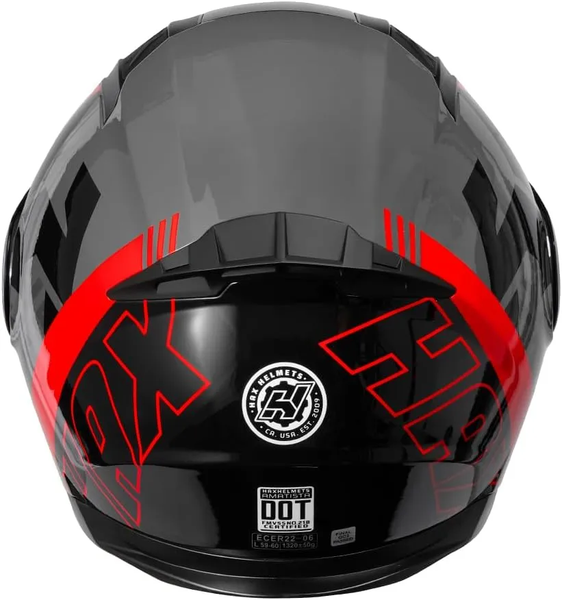 HAX Amatista Modular Flip-Up Dual Visor Motorcycle Helmet - DOT/ECE Approved, Lightweight, Comfortable, and Stylish Helmet for Men and Women (Wind Red L)