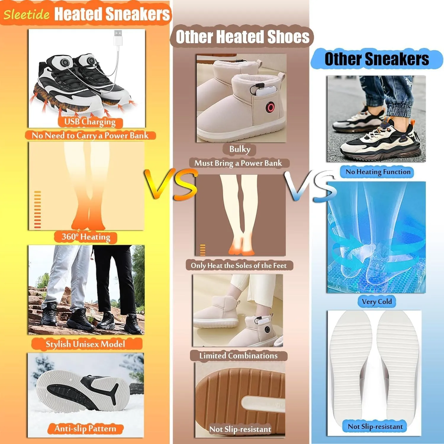 Heated Boots for Men Women Winter Waterproof Warm Snow Boots Rechargeable Electric Heating Boots Foot Warmers