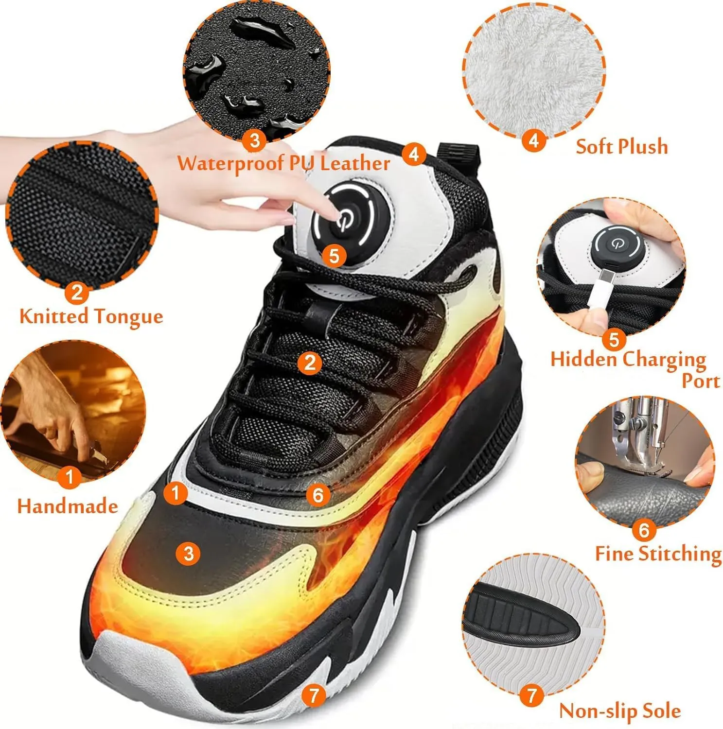 Heated Boots for Men Women Winter Waterproof Warm Snow Boots Rechargeable Electric Heating Boots Foot Warmers